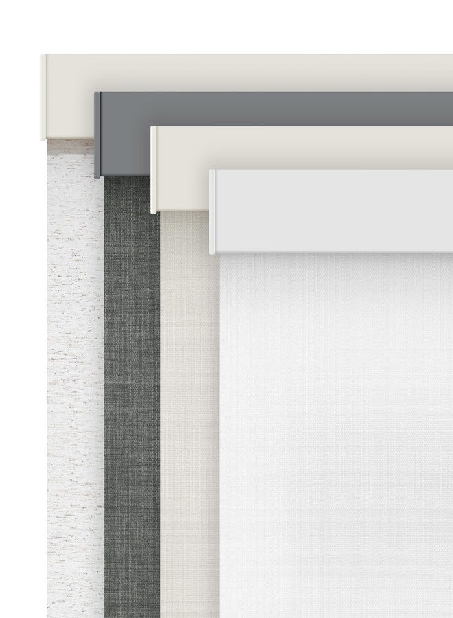 AOSKY Linen Roller Blinds Shades for Indoor Windows Pull Down Cordless Blackout Black Out Window Shade 34 Inch Blinds for Home White - Image 1